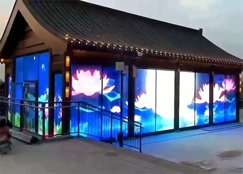 LED玻璃貼膜屏 櫥窗透明現實化屏幕 幕墻柵欄冰屏