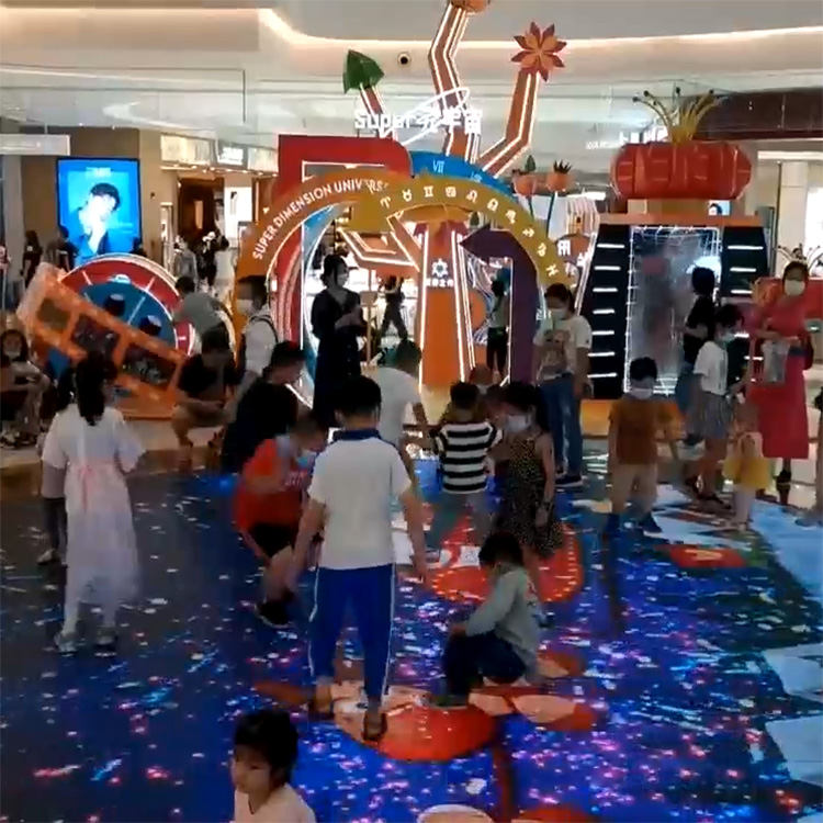 P3.91商場室內兒童玩樂體驗LED圓形互動地磚顯示大屏